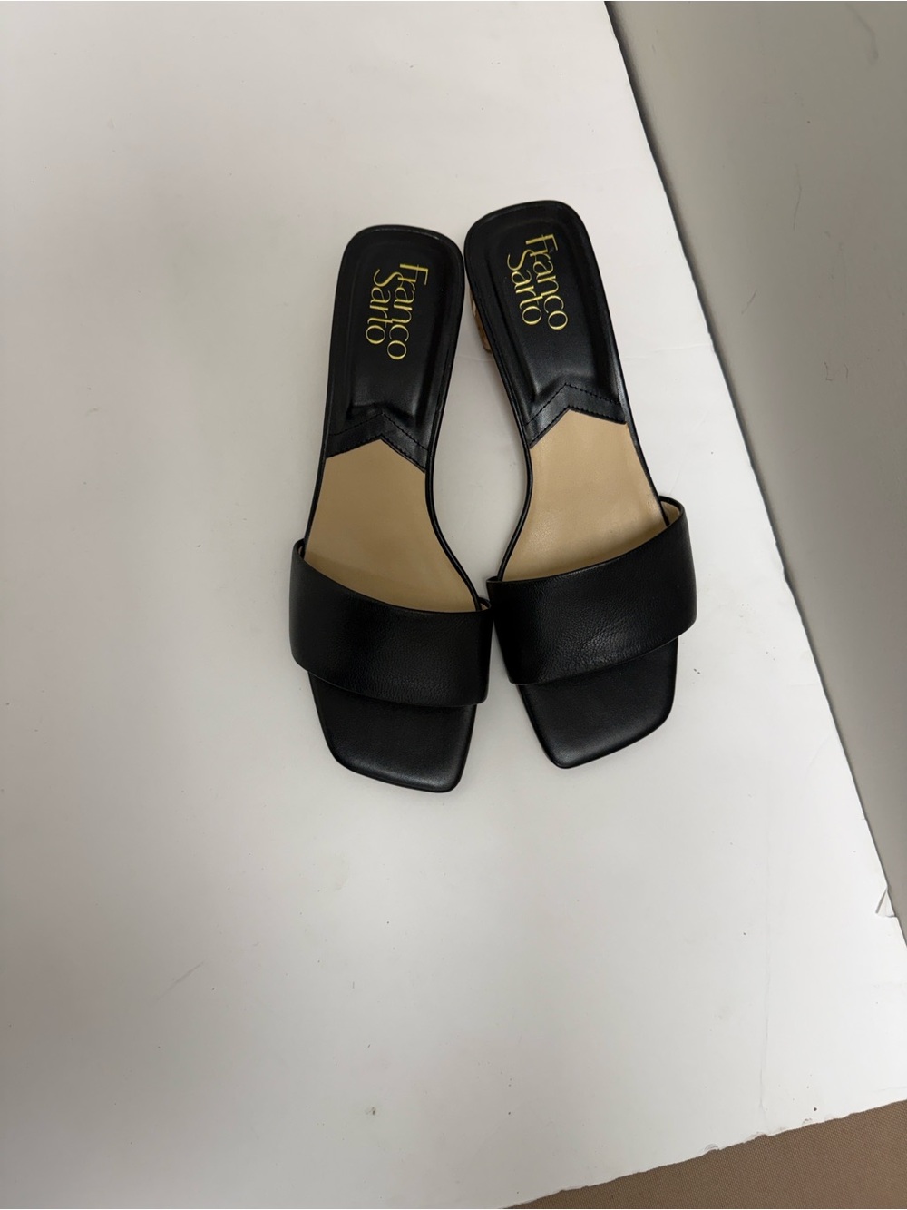 Franco Sarto Black Wide-Band Slide Mules